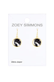 Zebra Jasper Fancy Cut Round Earrings - GF