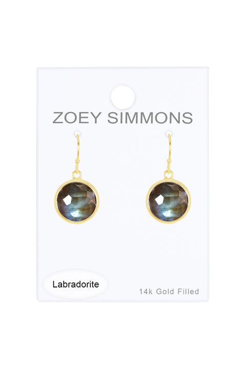 Labradorite Fancy Cut Round Earrings - GF