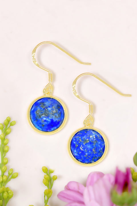 Lapis Fancy Cut Round Earrings - GF