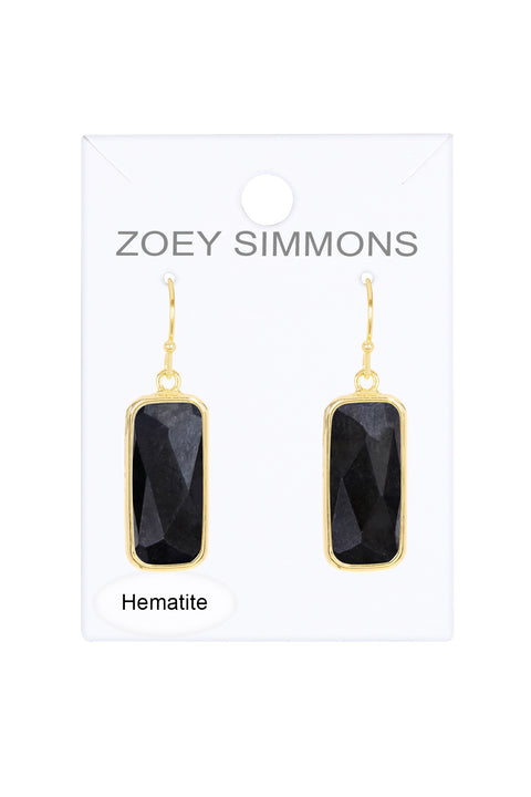 Hematite Rectangle Earrings - GF