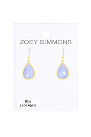 Blue Lace Agate Teardrop Earrings - GF