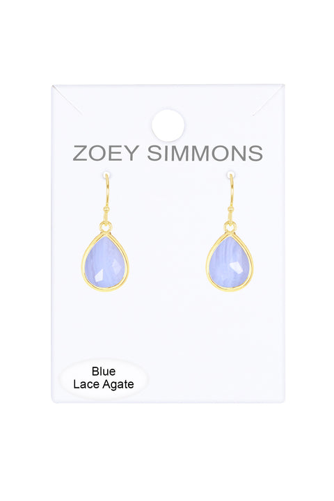 Blue Lace Agate Teardrop Earrings - GF