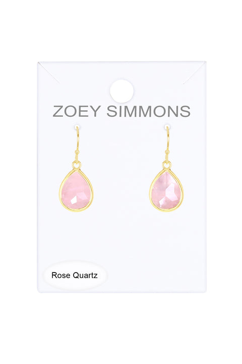Rose Quartz Teardrop Earrings - GF