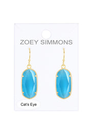 Blue Cat's Eye Drop Earrings - GF