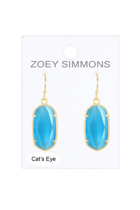 Blue Cat's Eye Drop Earrings - GF