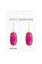 Pink Cat's Eye Drop Earrings - GF