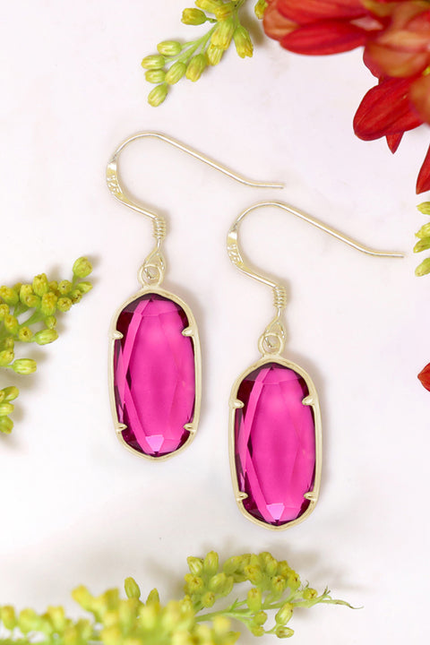 Raspberry Crystal Drop Earrings - GF