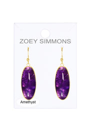 Amethyst Oval Drop Earrings - GF