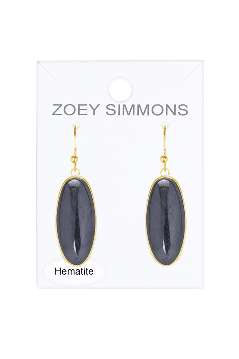 Hematite Oval Drop Earrings - GF