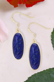 Lapis Oval Drop Earrings - GF