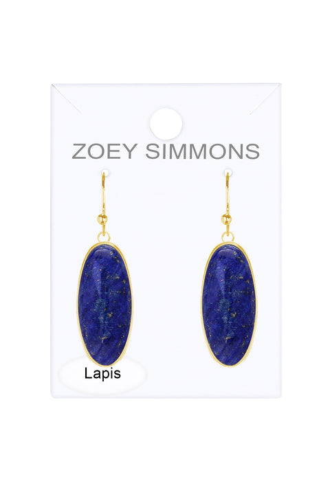 Lapis Oval Drop Earrings - GF