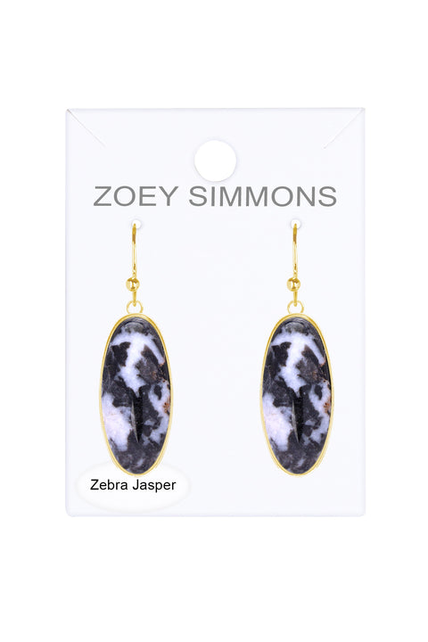 Zebra Jasper Oval Drop Earrings - GF