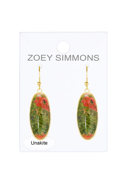 Unakite Oval Drop Earrings - GF