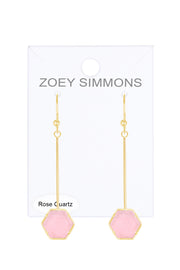 Rose Quartz Pendulum Drop Earrings - GF