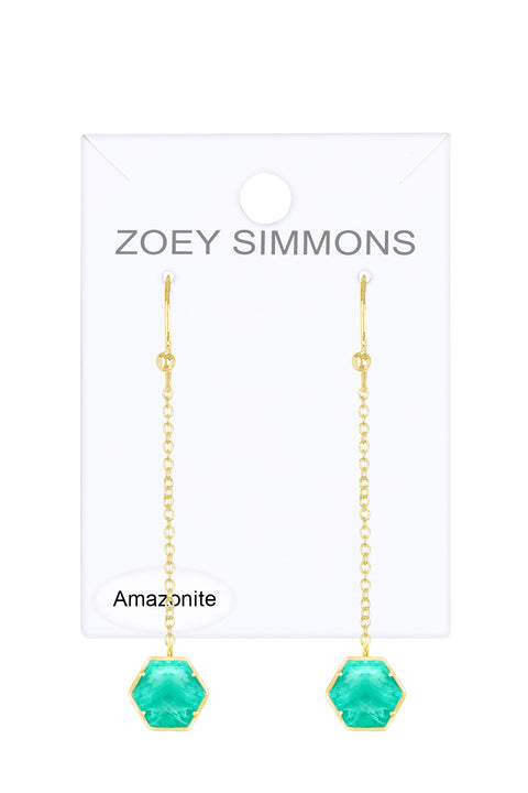 Amazonite Pendulum Drop Earrings - GF