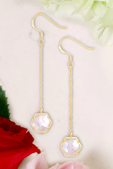 Mother Of Pearl Pendulum Drop Earrings - GF