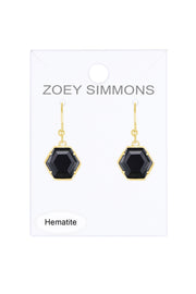 Hematite Hexagon Drop Earrings - GF