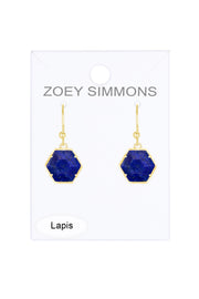 Lapis Hexagon Drop Earrings - GF