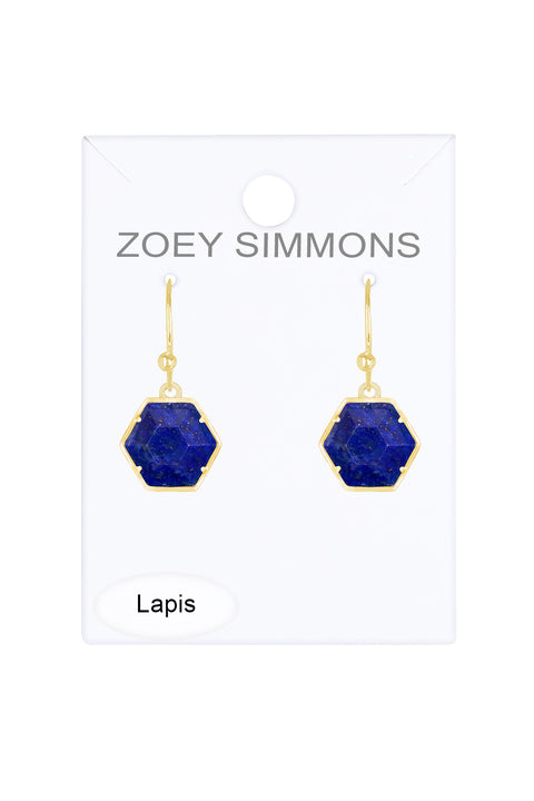 Lapis Hexagon Drop Earrings - GF