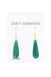 14k Vermeil & Green Lace Agate Drop Earrings - VM