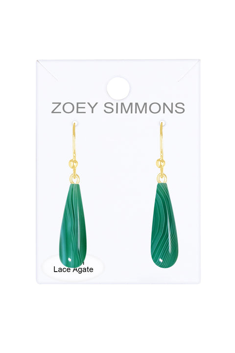 14k Vermeil & Green Lace Agate Drop Earrings - VM