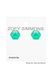 Amazonite Hexagon Post Earrings - GF