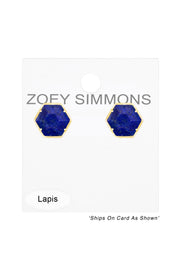 Lapis Hexagon Post Earrings - GF