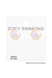 Mother Of Pearl Hexagon Post Earrings - GF