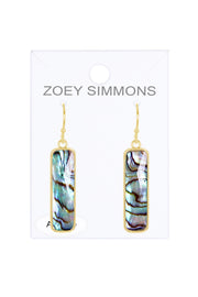 Abalone Quartz Rectangle Drop Earrings - GF