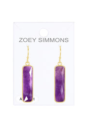 Amethyst Rectangle Drop Earrings - GF