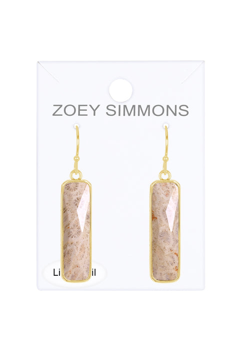 Lily Fossil Rectangle Drop Earrings - GF