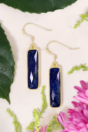 Lapis Rectangle Drop Earrings - GF