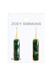 Moss Agate Rectangle Drop Earrings - GF