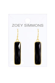 Black Onyx Rectangle Drop Earrings - GF