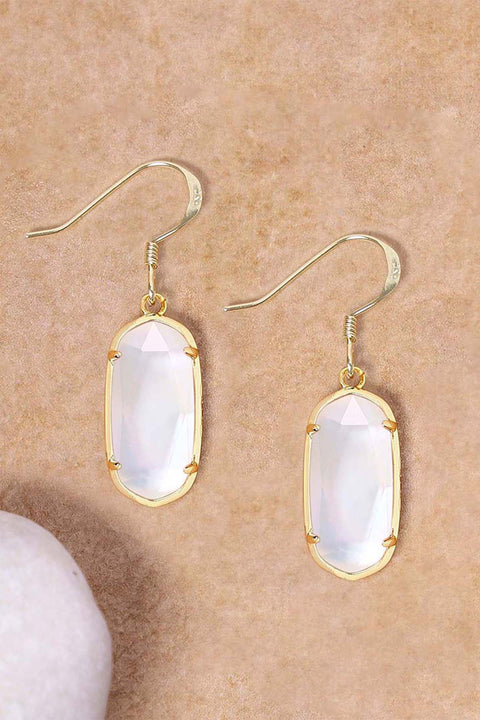 Mother Of Pearl Quartz Drop Earrings - GF
