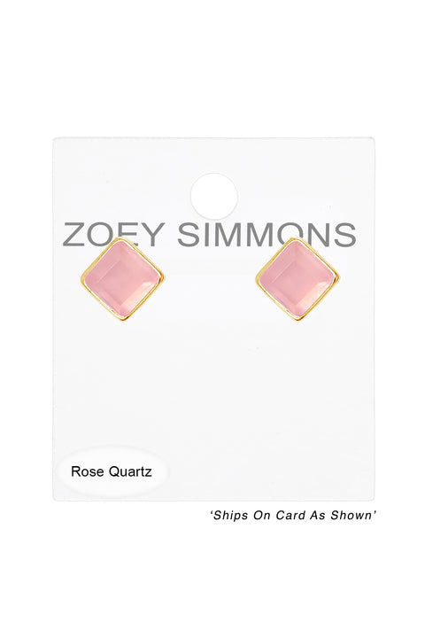 Rose Quartz Rachel Post Earrings - GF