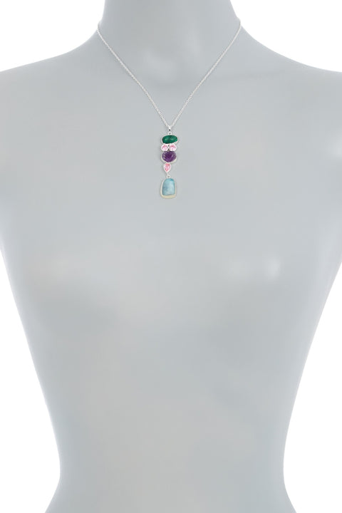 Sterling Silver & Mixed Gemstone Shiva Pendant Necklace - SS