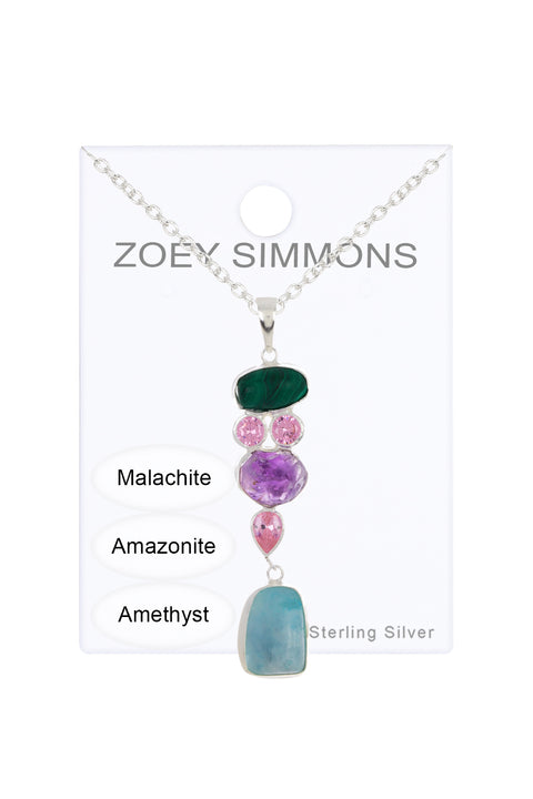 Sterling Silver & Mixed Gemstone Shiva Pendant Necklace - SS