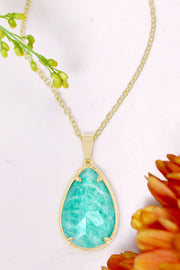 Amazonite Pear Cut Pendant Necklace - GF