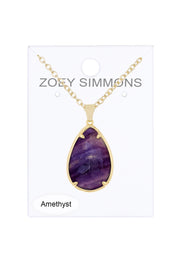 Amethyst Pear Cut Pendant Necklace - GF