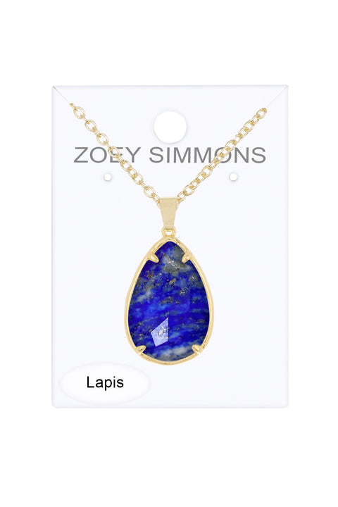Lapis Pear Cut Pendant Necklace - GF