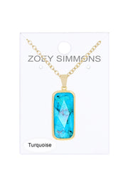 Turquoise Rectangle Pendant Necklace - GF