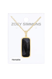 Hematite Rectangle Pendant Necklace - GF