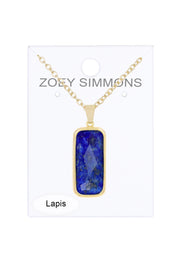 Lapis Rectangle Pendant Necklace - GF