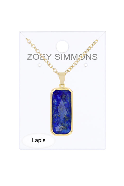 Lapis Rectangle Pendant Necklace - GF