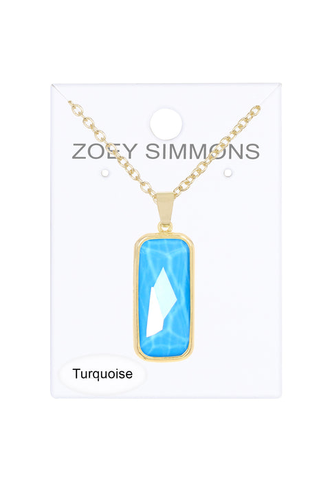 Turquoise Quartz Rectangle Necklace - GF