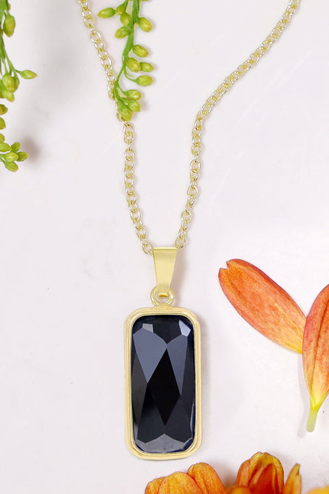 Hematite Rectangle Pendant Necklace - GF