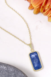 Kyanite Rectangle Pendant Necklace - GF