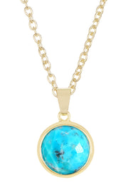 Turquoise Round Pendant Necklace - GF