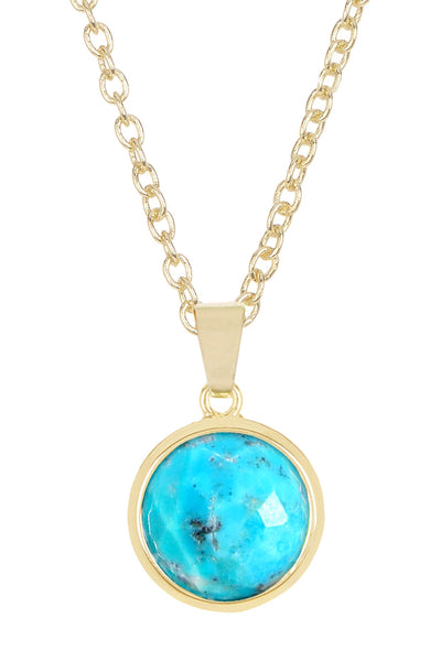 Turquoise Round Pendant Necklace - GF